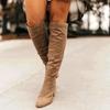 2024 Women Knee-High Boots Sexy High Heels Solid Color Women Shoes  Winter Warm Flock Fashion Pointed Toe Rome Females Boots