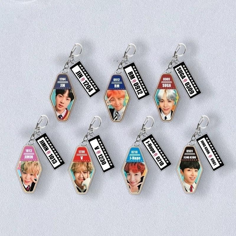 

7pcs BTS Keychain, Bangtan Boys Acrylic Keyring with Member Photo & Birthday/Name Tag, Kpop Idol Bag Pendant for ARMY Fans 7pcs
