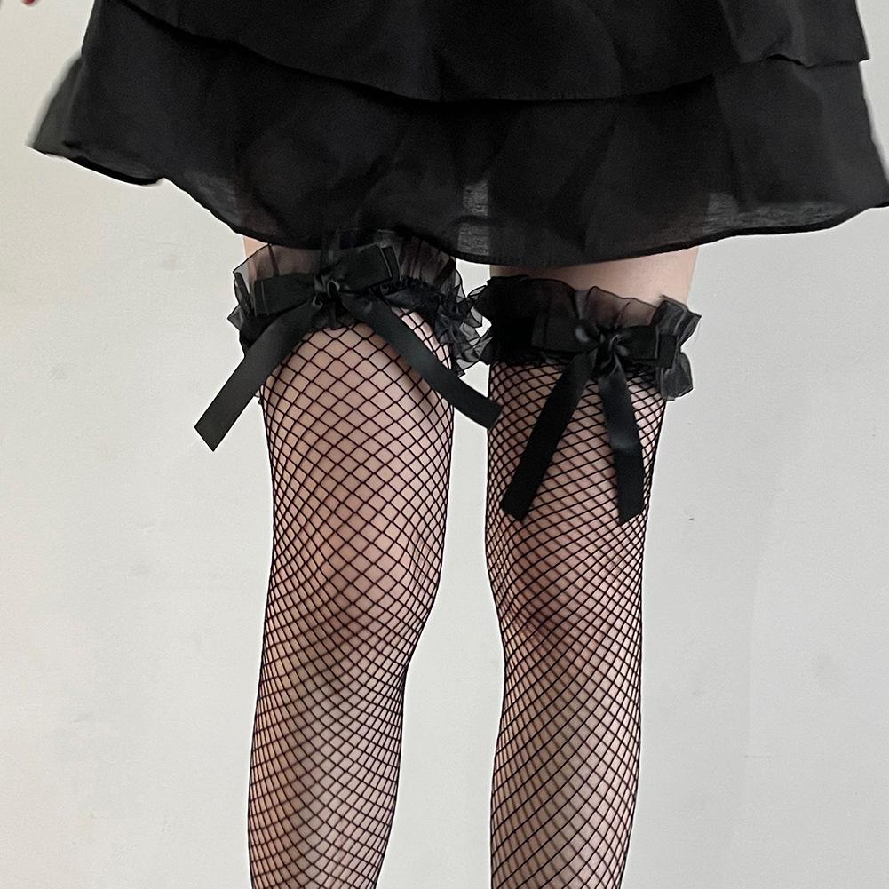 Ultratenké průhledné nylonové dlouhé ponožky punčochy Dámské JK Lolita Vysoké punčochy na stehna Japonský styl Puntíkaté podkolenky Vysoké ponožky