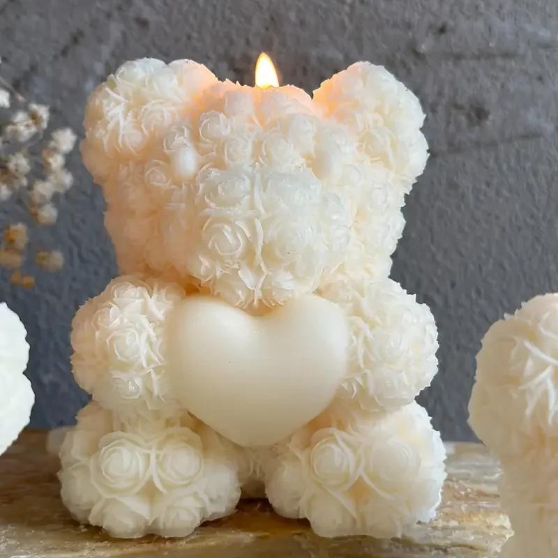 3D Bear Hug Love Silicone Candle Molds Cute Bear Pet Resin Mold for DIY Handmade Soap Home Decor Creative Gift Idea