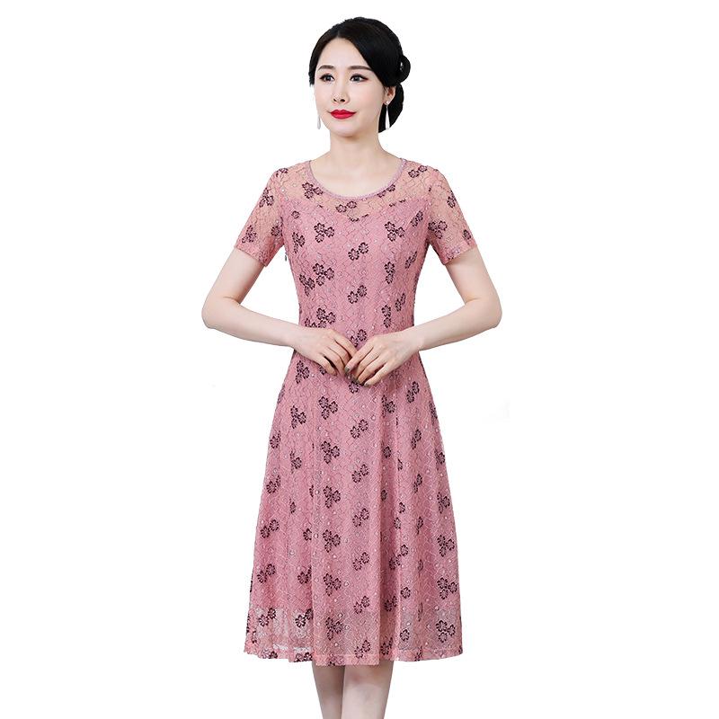 2023 Chiffon Floral Summer Dress for Middle-Aged & Elderly Women