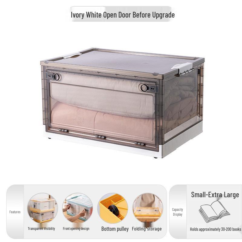 Transparent Foldable Storage Box with Five-Sided Opening for Clothes, Quilts, and Toys