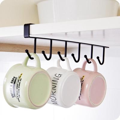 6 Hooks Multifunctional Cup Holder Hang Cabinet Under Shelf Rack Metal Kitchen Cupboard Cabinet Storage Organiser Hook