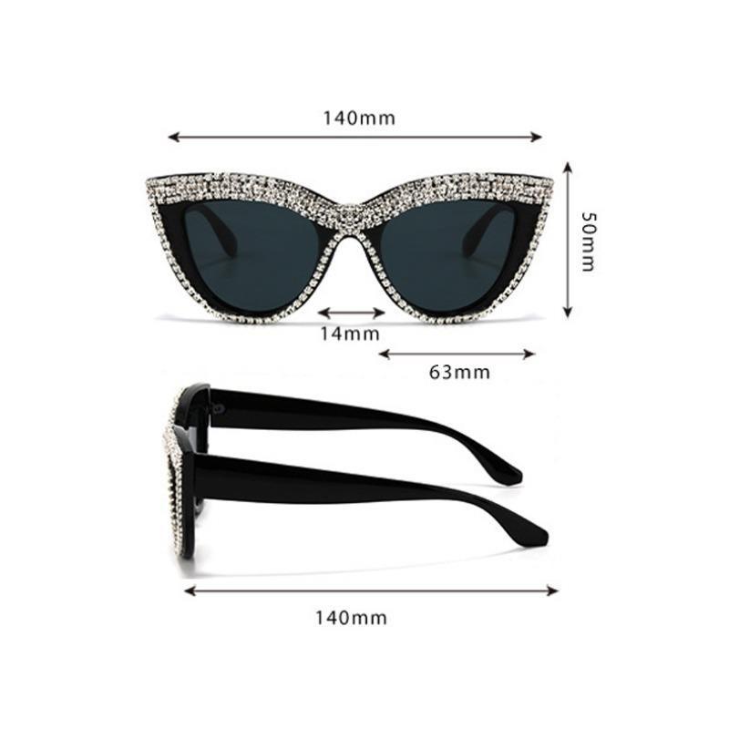 Vintage Diamond Cat Eye Triangle Sunglasses Women Rhinestone Decoration Eyewear Streetwear Rave Party Costume Sun Glasses