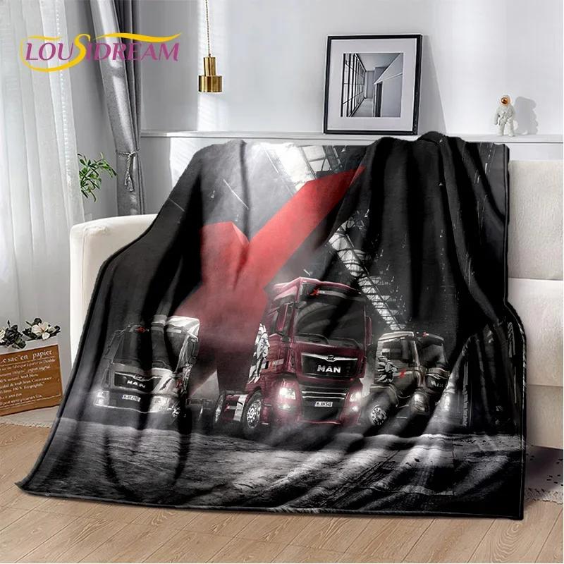 Coperta morbida in flanella 3D con motivo Camion per Letti Camera da letto Divano Picnic, Coperta da lancio per Coprire Tempo libero all'aperto Riposo Regalo