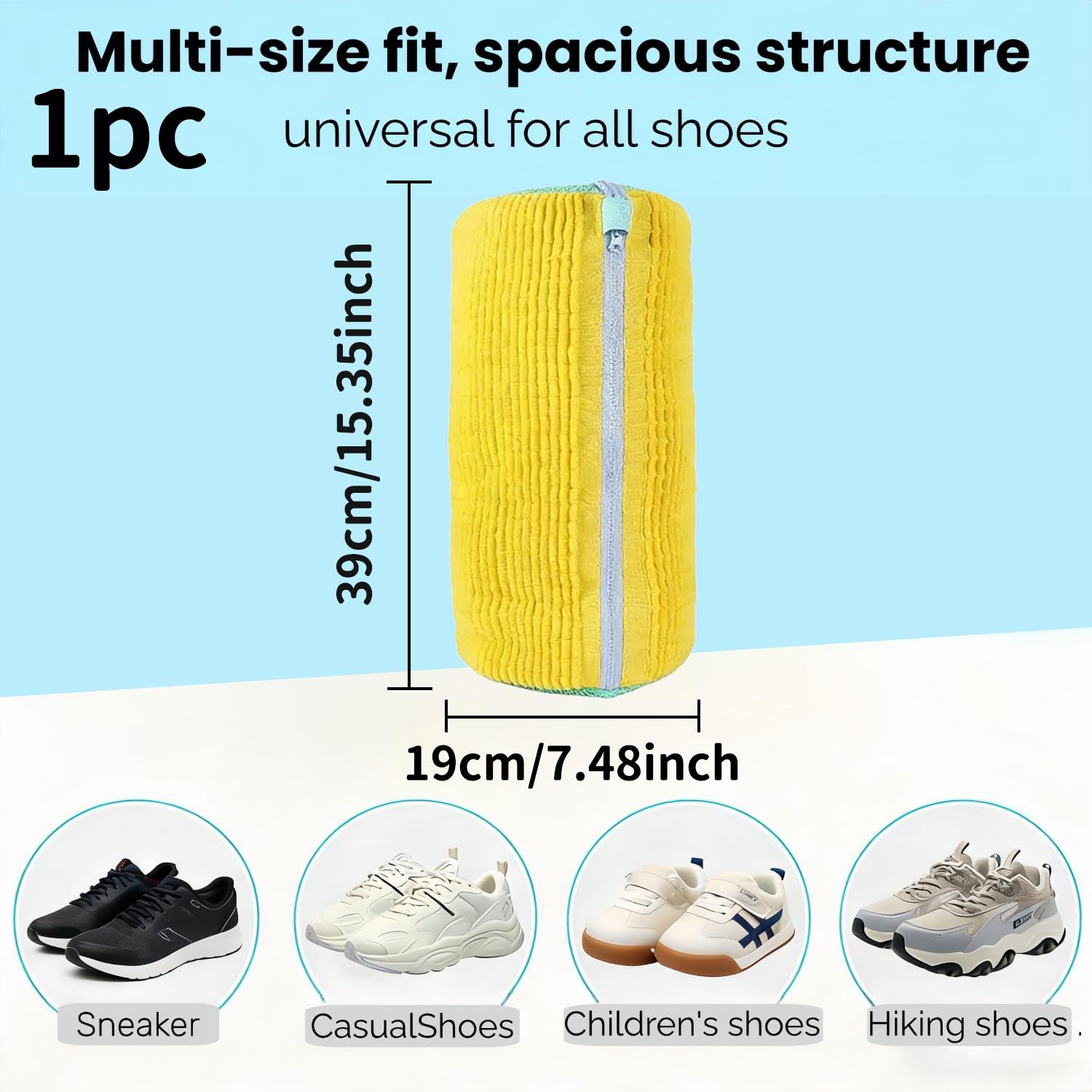 Прочный мешок для стирки обуви для всех типов обуви-Желтый с синей молнией,Идеально подходит для кроссовок и повседневной обуви, Мешок для стирки XL