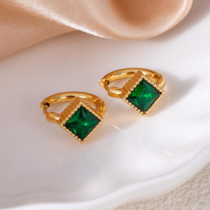 Hochwertige Edelstahl-Sternohrringe mit Vintage-Smaragd- und Zirkonkristallen