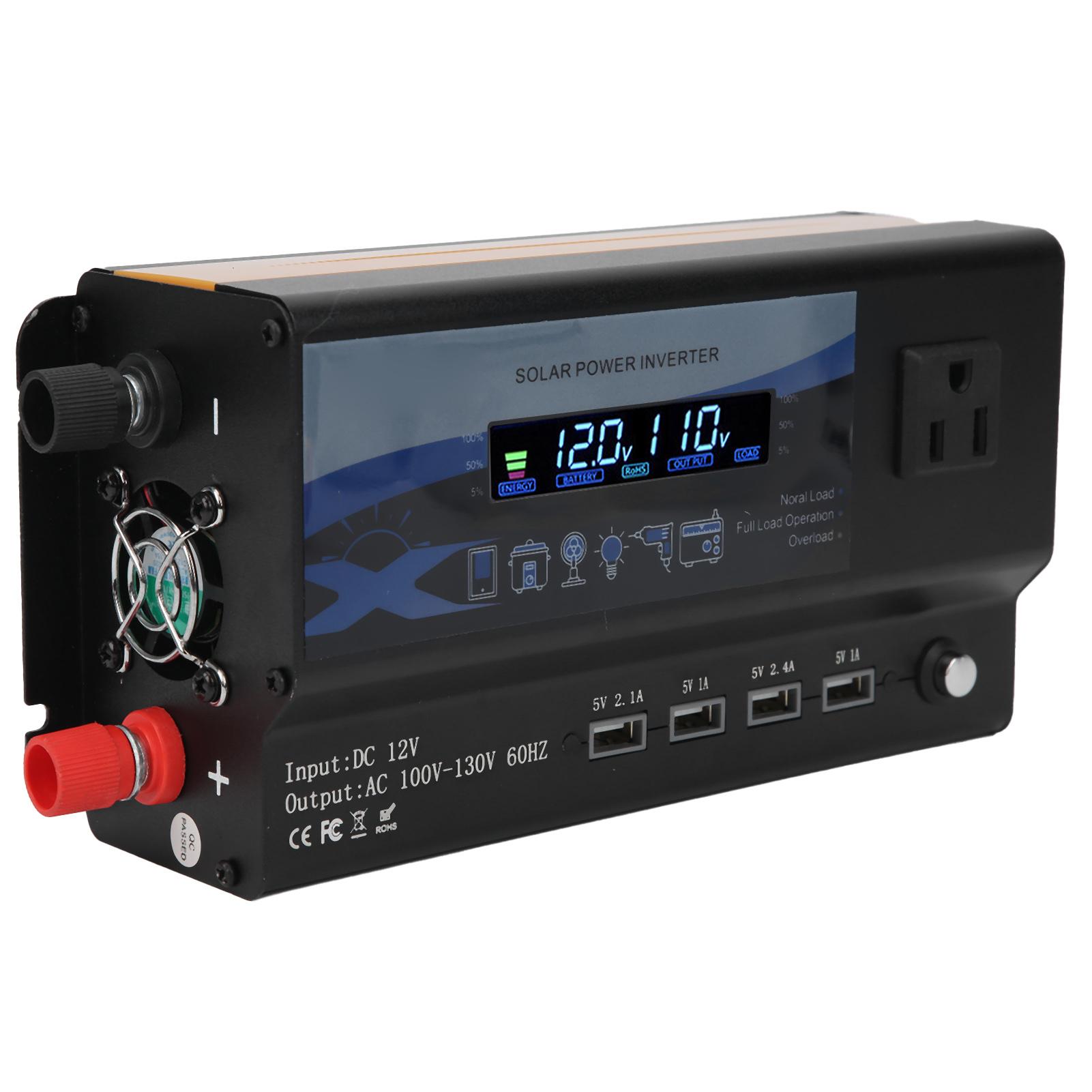 

4000 Вт 12 ВАвтомобильный инвертор 110 В со светодиодной подсветкой, 4 USB-зарядным устройством, преобразователем модифицированной синусоиды