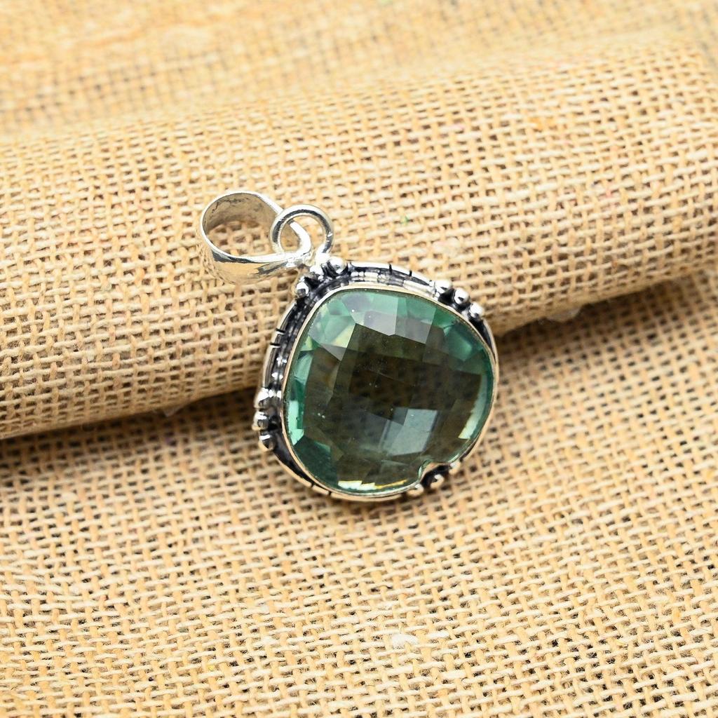 Aqua Apatite Gemstone Handmade 925 Sterling Silver Jewelry Pendant For Wedding Gift
