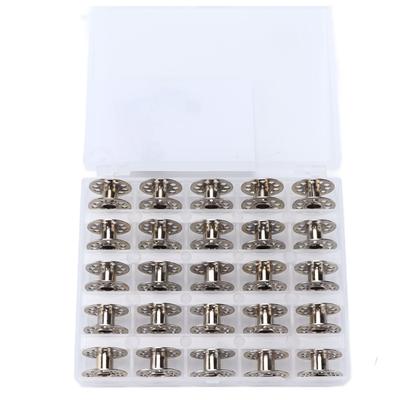 25pcs Sewing Machine Bobbins Multifunctional Stainless Steel Embroidery Bobbins with Storage Box