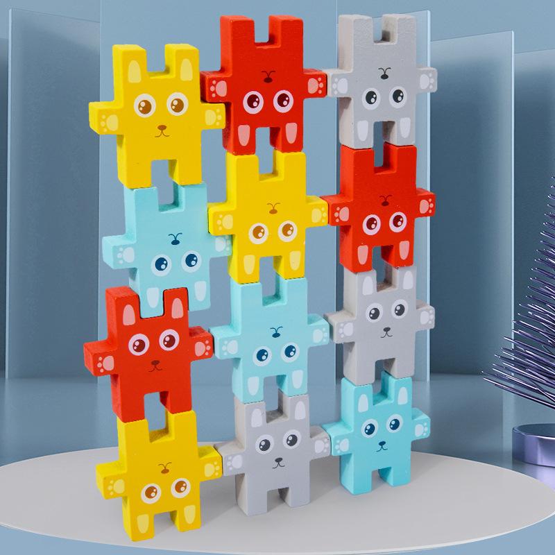Children's Rabbit Balance Stacking Jenga Wooden Building Blocks Stacking High High Educational Board Game Baby Parent-child Toys