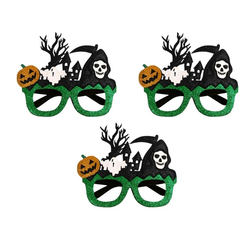Pack of 3 Halloween Party Eyewear Pumpkin Bat Skull Decorations Comfortable Fit Glasses Accessories For Kids Adults