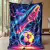 Soccer Balls and Number 10 Art Theme blanket Lightweight Warm Flannel Blanket Decorative Throw Blanket for Home Decoration