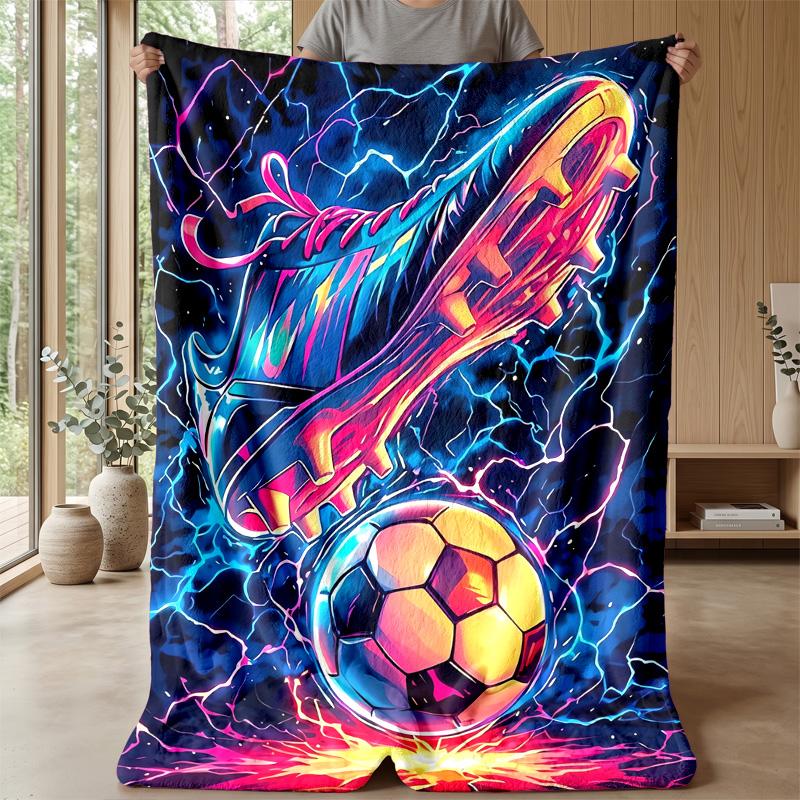 Soccer Balls and Number 10 Art Theme blanket Lightweight Warm Flannel Blanket Decorative Throw Blanket for Home Decoration