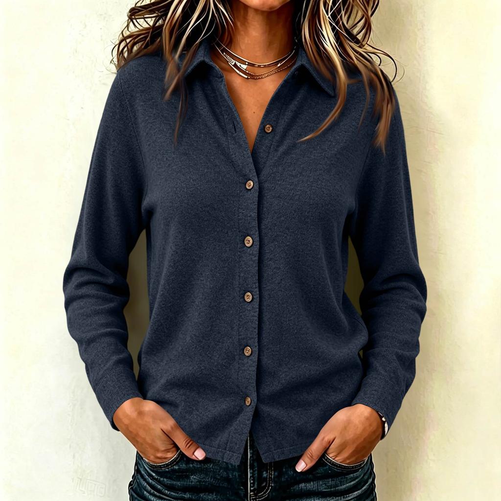 Women's Casual Knit Collar Shirt for Everyday Wear