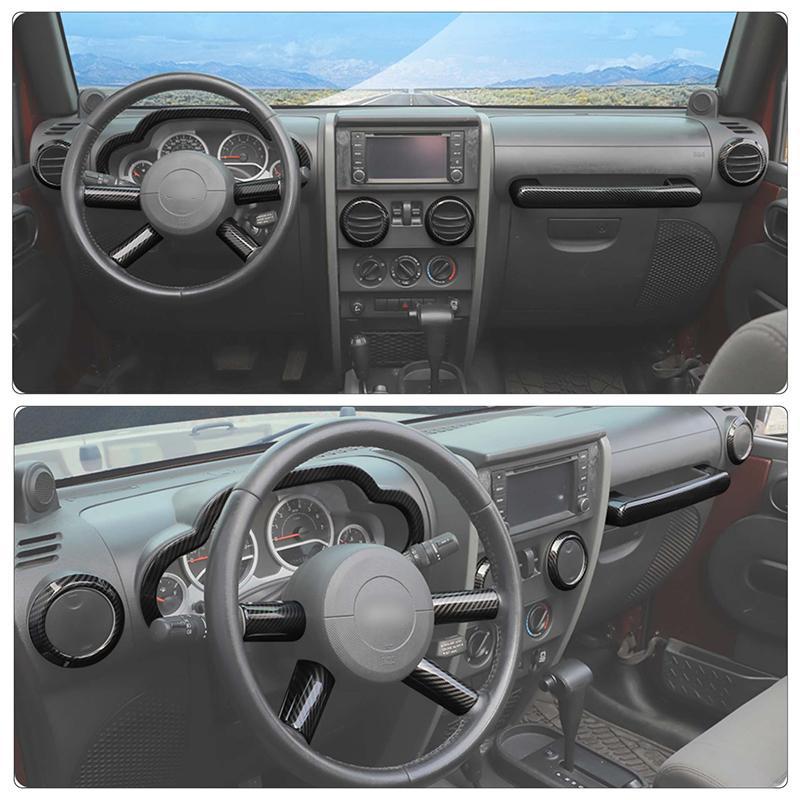 Panel de Control Central, decoración del volante, Kit Interior apto para Jeep Wrangler JK 2007-2010, accesorios para coche