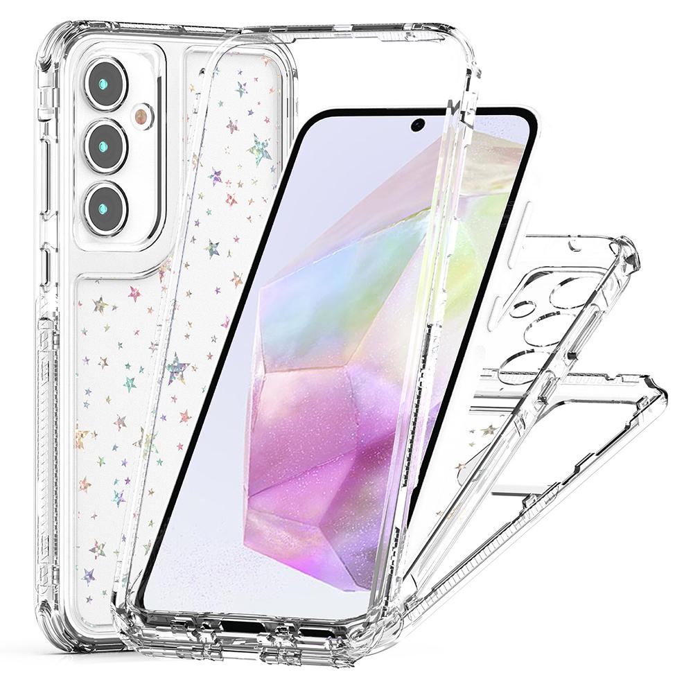 

For Samsung Galaxy A35 5G Case Acrylic TPU Clear Phone Cover with Laser-printed Film Stars