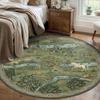 Cottagecore Aesthetic Home Decor Bird Pomegranate Round Rug Vintage Botanical Floral Soft Non-Slip Carpet for Living Room