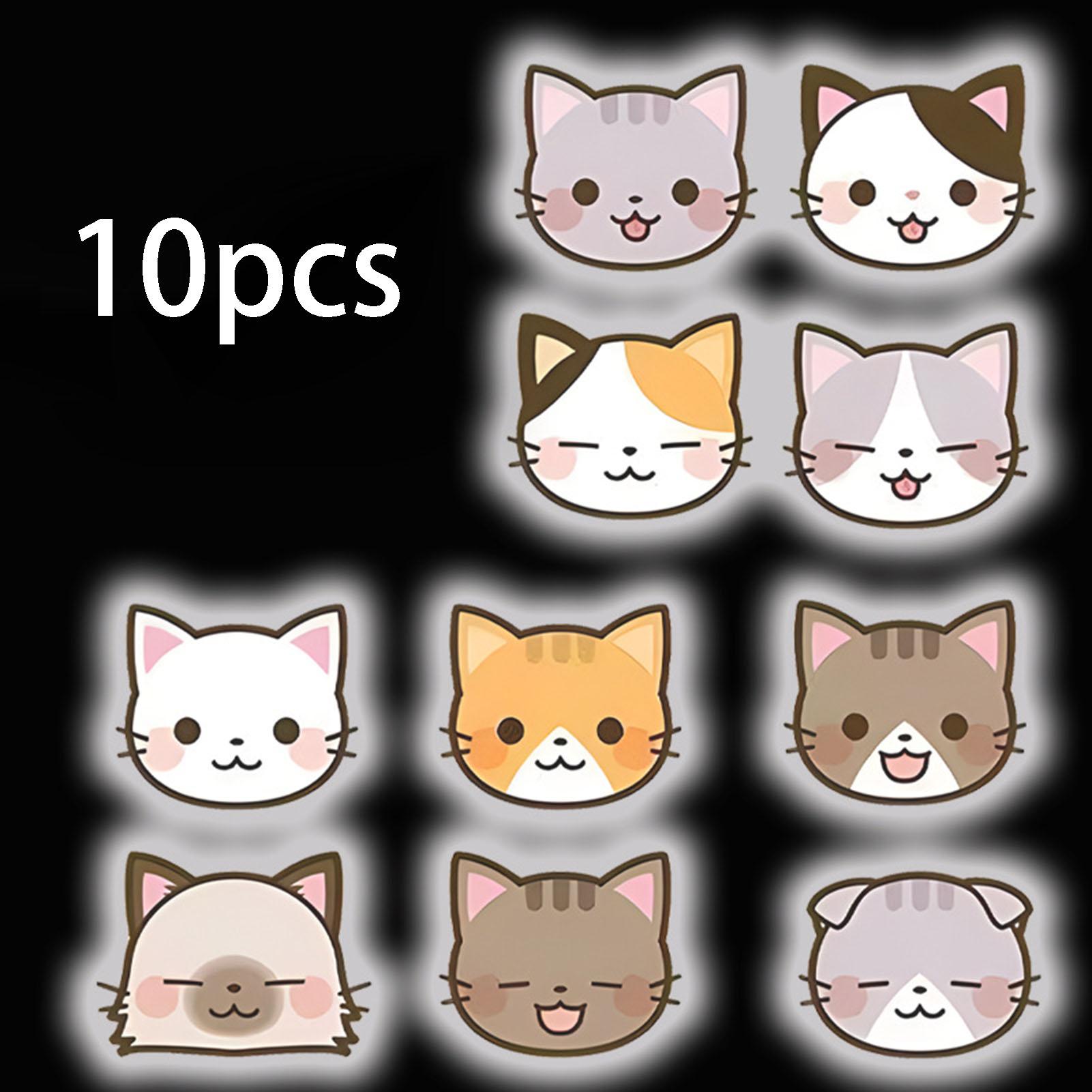 

10 pcs Cute cat warning reflective car stickers, easy-to-tear reflective stickers for night driving safety decorations for cars G1266A&cats
