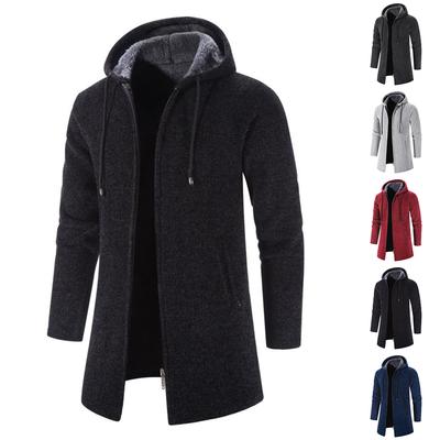 Mens Solid Hoodies Thick Long Sleeve Coat Winter Warm Jacket Tops Casual Outerwear Plus Size