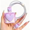 Cute 3D Heart Wavy Edge Charger Protector Set Wear Resistant Anti-Bend Cable Protector for Phone Charger Cords Office Use