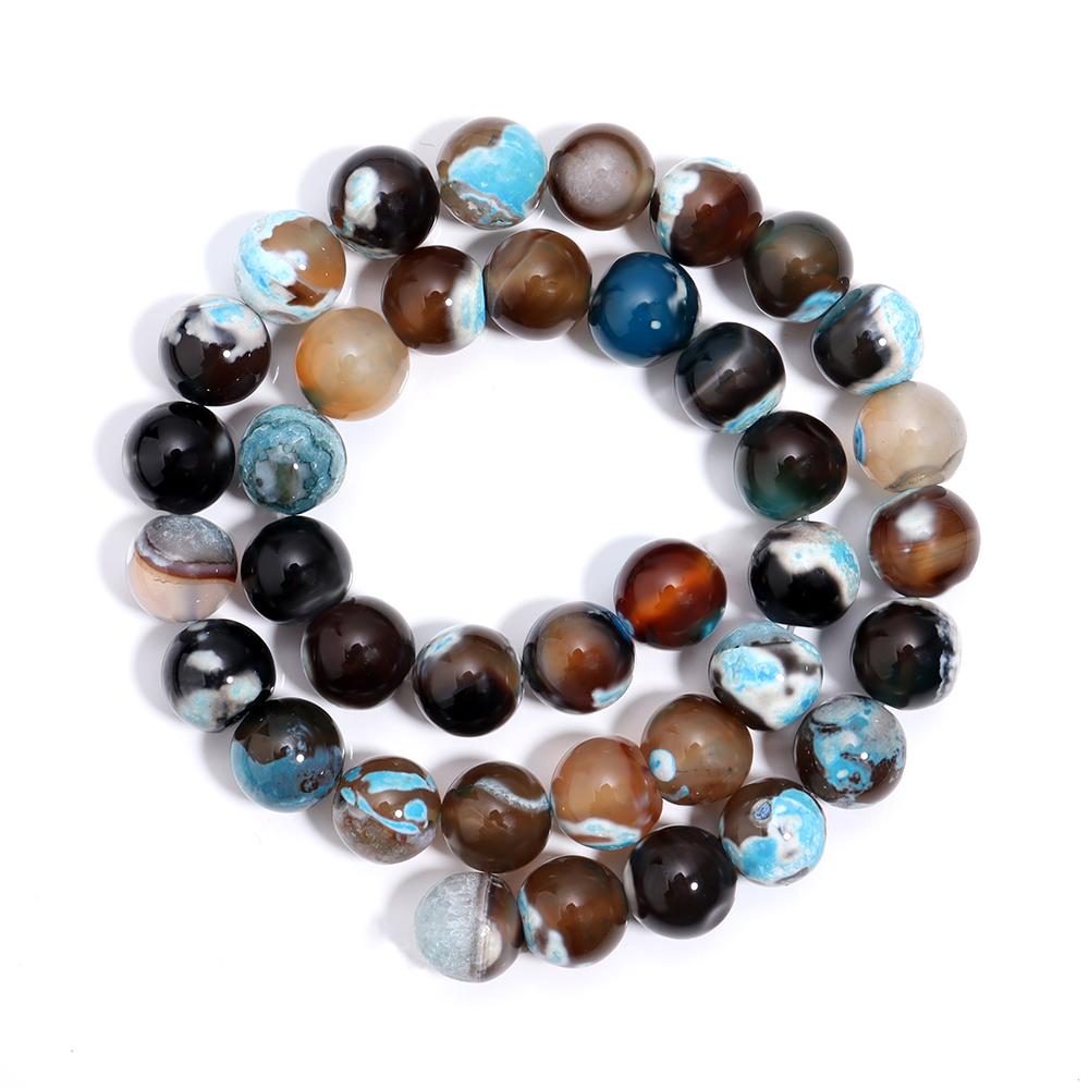 6/8/10mm Natural Stone Brown Blue Fire Agates Beads Round Loose Beads For Jewelry Making DIY Crafts Bracelet Necklace Supplies