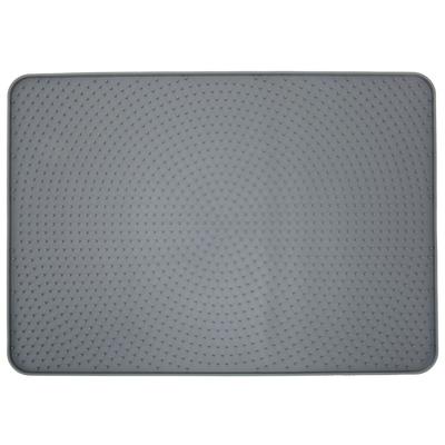 Pet Feeding Mat Food Grade Silicone Waterproof Slip Resistance Dog Food Mat with Edges for Wood Floor Carpet Grey