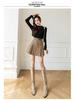 Women's High-Waist Khaki Corduroy A-Line Pleated Midi Skirt for Autumn/Winter 2025