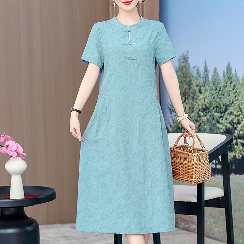 Zomerjurken voor Dames Plus Size Korte Mouw Casual Elegante Lange Jurk Kleding voor Vrouwen van Middelbare Leeftijd