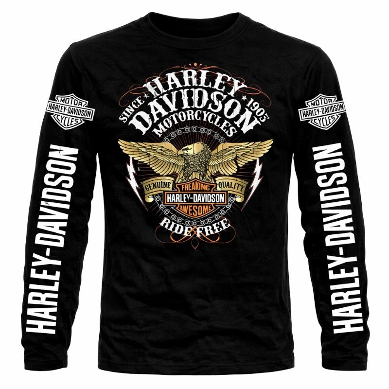 Harley Davidson Vīriešu garām piedurknēm T-krekls