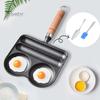 4-Cup Frying Pan Cast Iron Omelette Pan Non-Stick Coating Heat-Resistant Wooden Handle for Even Heating Sausage Pan for Gas Stove