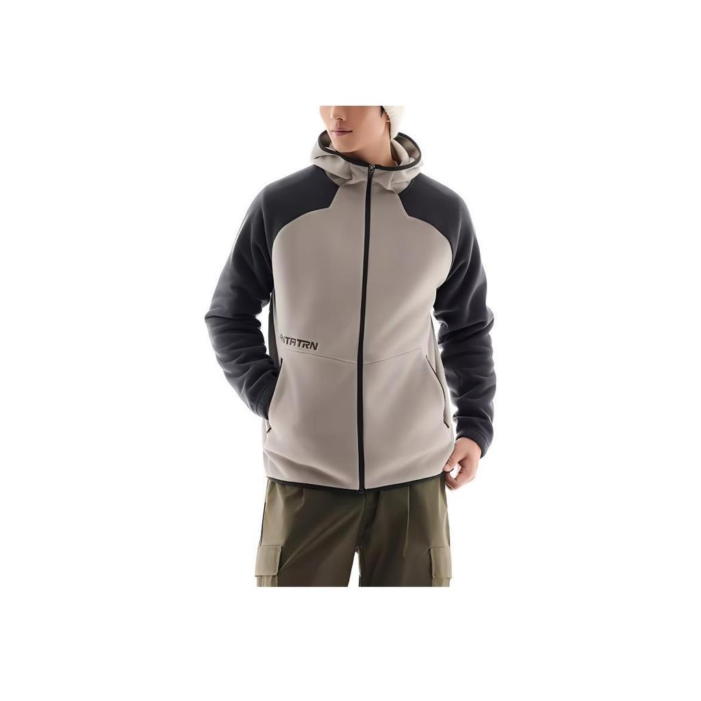 Anta Training Series Letter Loose Hooded Zipper Casual Long Sleeve Jacket Men jackets Khaki Dark-Brown-Grey 952447701-2