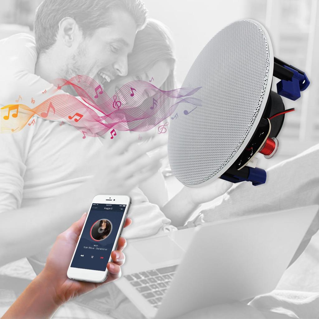 Herdio Bluetooth Ceiling-Mounted Speaker, 160W Round Ceiling Speaker System for In-Ceiling Installation