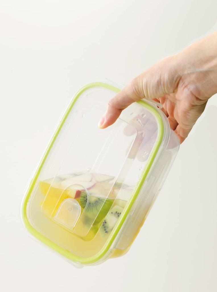 Iwasaki Kogyo Storage Container Smart Flap Rocks Square Large Set of 2 Green 900ml &