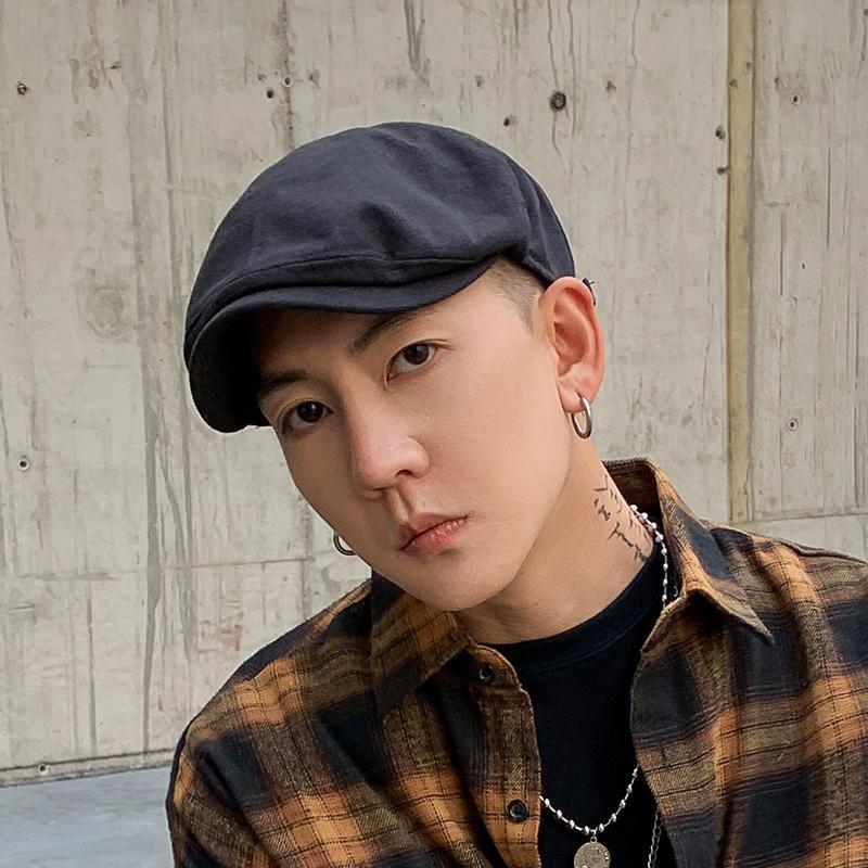 NEWSBOY Cap Linen Hats For Men Women Beret Hat Spring Summer Dark Gray Eight Panel Hat British Style Retro Octagonal Cap