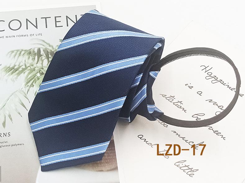 Men's Easy-Pull Knot-Free 8cm Striped Black Zipper Tie