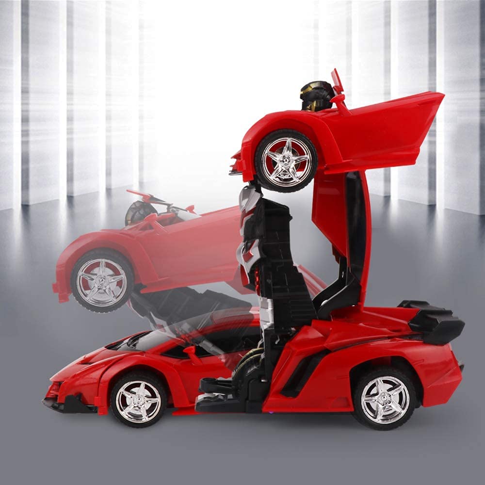 Multifunctional Transforming Toy RC Remote Controlled Robot 2 In Remote Rechargeable Car, Car, Toy, 1, Control, Transformable, (Red)