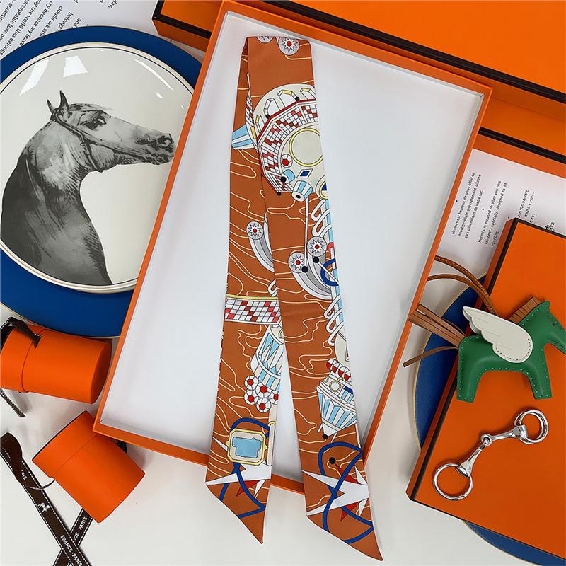 Cachecol de Seda 100% de Alta Qualidade Marca de Luxo Mulheres Faixa de Cabeça Faixa de Cabelo Foulard Gravata Lenço de Pescoço Cachecóis Skinny Acessórios