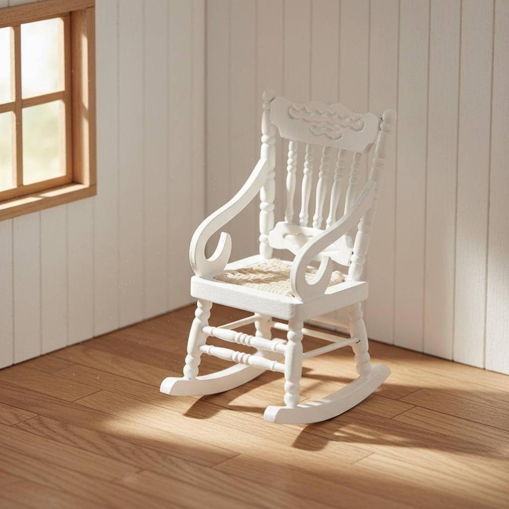 Rocking chair at 1:12 scale, handcrafted and richly detailed