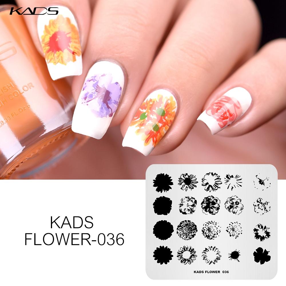 kads Flower 036 Overprint Bloom Flowers Stamp Templates DIY Plate Image Manicure Tools Nail Art Stamping Plates