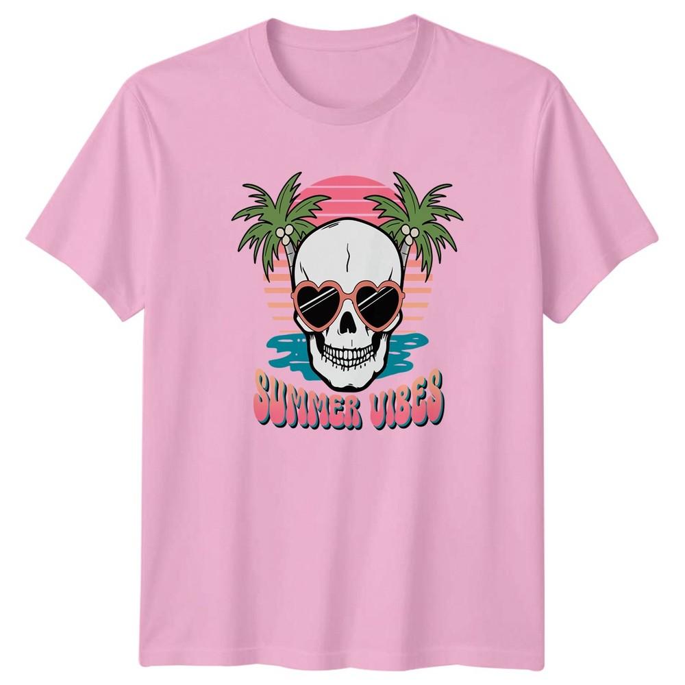 Summer Vibes TShirt Retro Skull Tropical Beach Gift For Him And Her