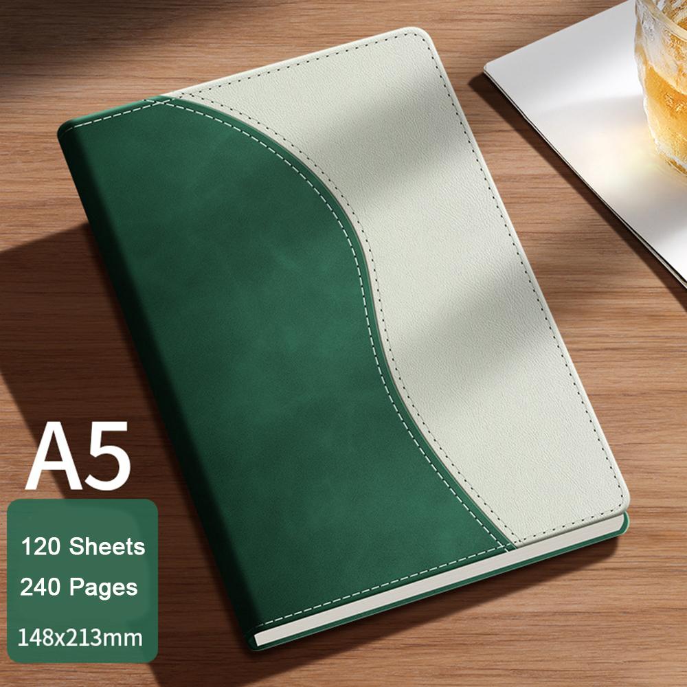 (Logo can be engraved) A5/B5 leather student subject notebook, business meeting record book, notepad, office ledger, diary, lined inner pages