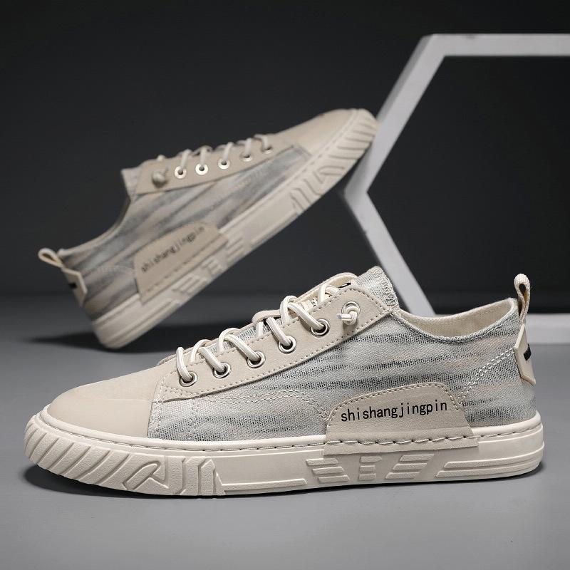 

Мужская обувь из парусины 2025 года, новая осенняя тонкая дышащая повседневная обувь для сёрфинга, мужская универсальная спортивная обувь с низким верхом и плоской подошвой, модная обувь 44 бежевый