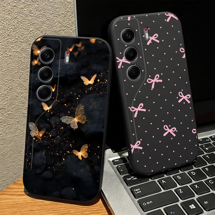 For Tecno Camon 40 20 19 17 16 15 Pro Premier 18P 16S 17T Phone Covers Matte Silicone Lovely Bow Lightweight Anti Drop Cases For Tecno Camon18i Bumper