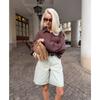 Women S Loose Lantern Long Sleeve Shirt Lapel Button Thin Sun Protection Cardigan