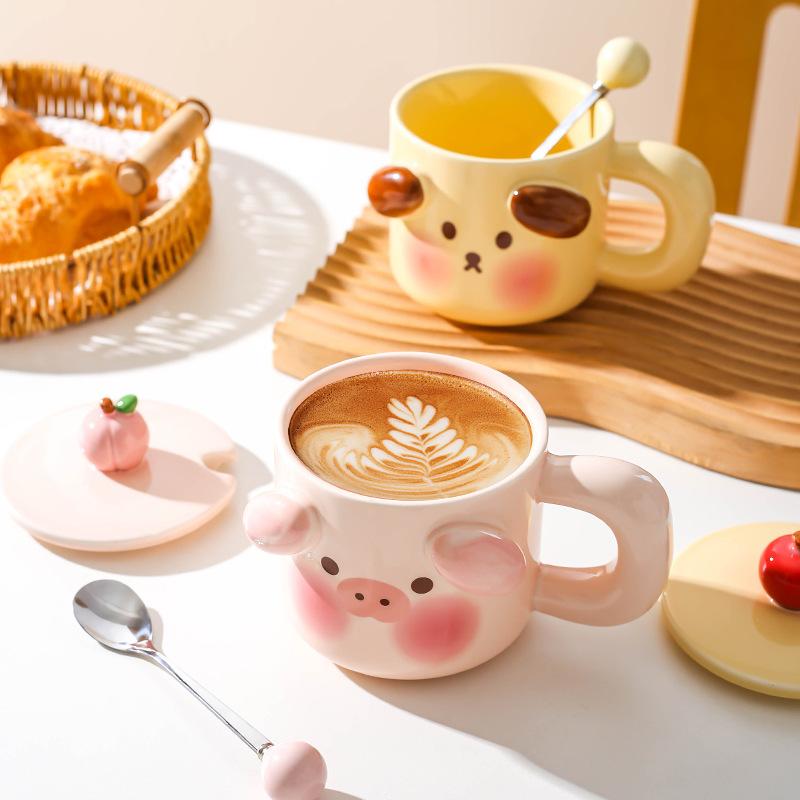 Creative Super Cute Cartoon Ceramic Mug Gift Home Cup Coffee Cup Water Cup Couple Breakfast Cup