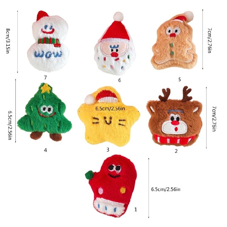 Plush Brooch Pin Christmas Theme Cartoon Brooch Soft and Lovely Padded Brooche Pin for Holiday Gifting Bag Ornament