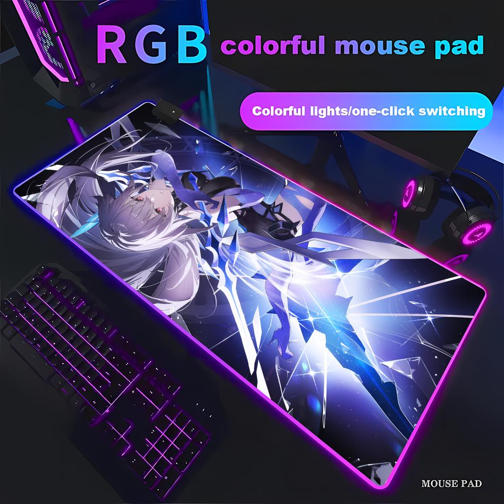 

Genshin Skirk Mouse Pad Animation Games Beautiful RGB Gaming Mouse Pad HD Gamer Large LED Light PC Computer pad Non-slip Decor RGB600x300x3mm