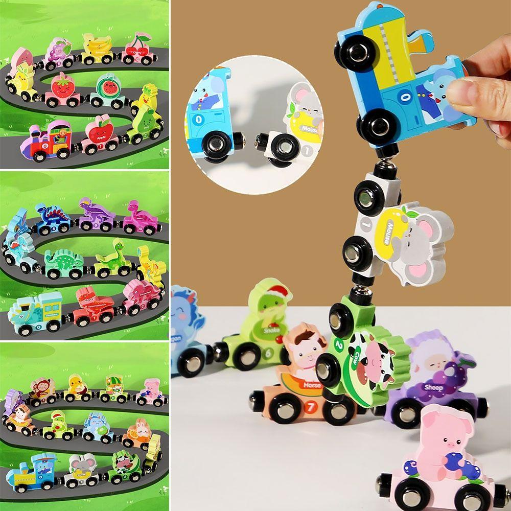Wooden Magnetic Number Train Toys Number Dinosaur Children's Digital Learning  Kids Gift