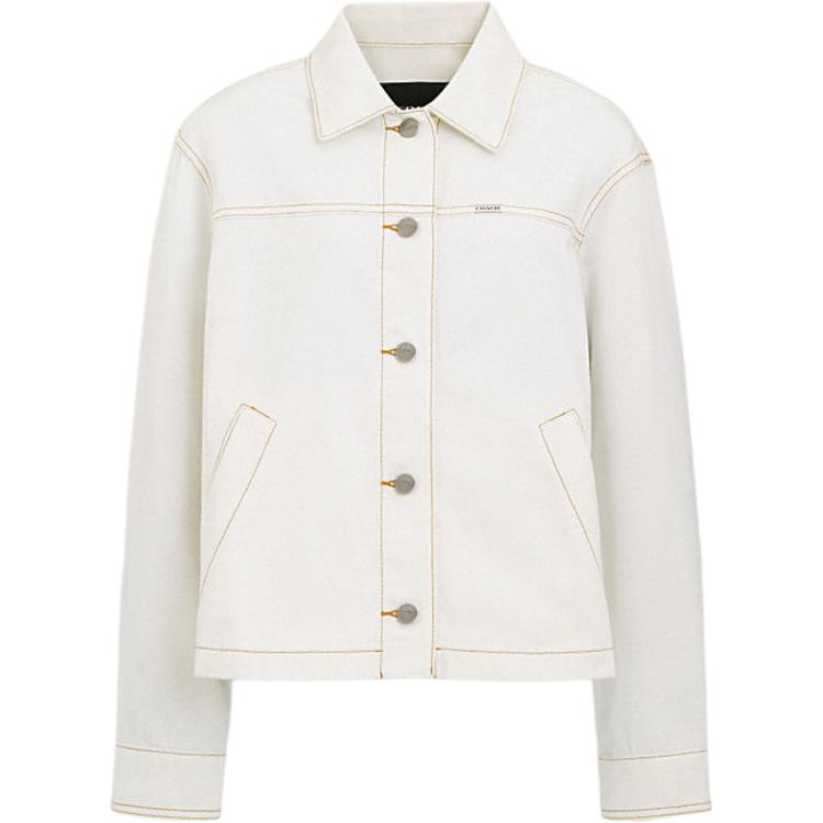 

Coach Solid Color Single-Breasted Pocket Casual Long Sleeve Jacket Men Jacket Gray White CT430-OFW M